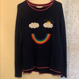 Boden Large Rainbow and Cloud Sweater